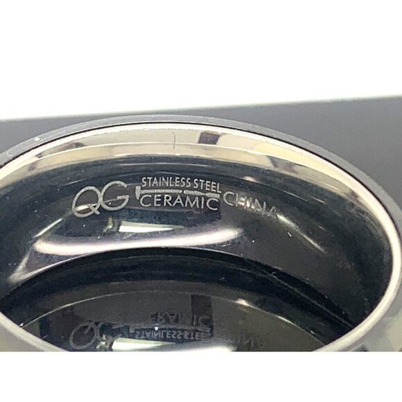 Wedding Band Stainless Steel Ceramic Cubic Zirconia 8mm Unisex Ring Size 9 - Picture 10 of 15